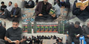 مراسم سوگواری و قرائت دعای کمیل برای شهدای حمله موشکی به دبستان میناب در روستای لب اشکن برگزار شد